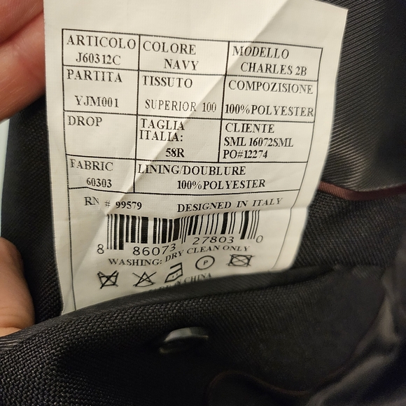 Navy Blue Blazer Bolzano Uomo Collezione Italian Sport Coat 48R - Picture 5 of 12